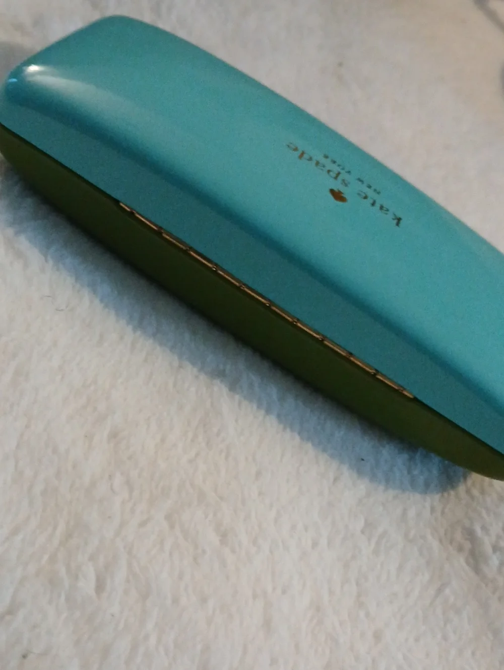 kate spade Turquoise & Olive Hard Eyeglass Case [Gold Logo] LIKE NEW!
